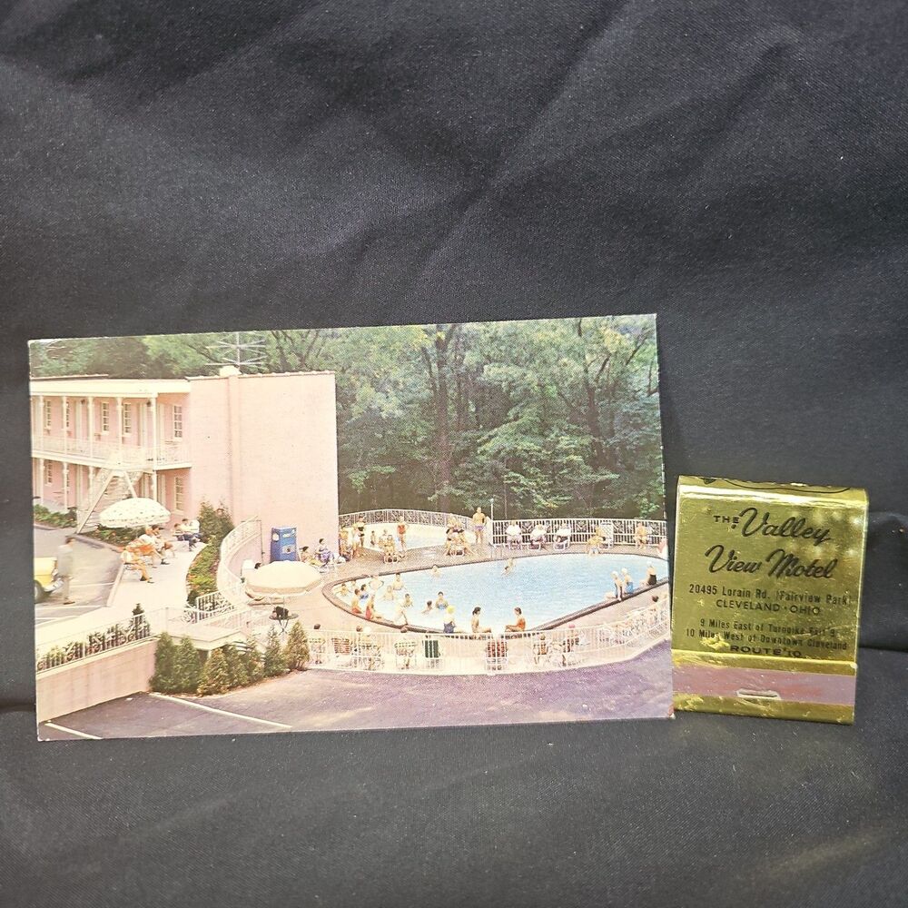 VTG Postcard And Matchbook Advertisement Valley View Motel, Cleveland Ohio